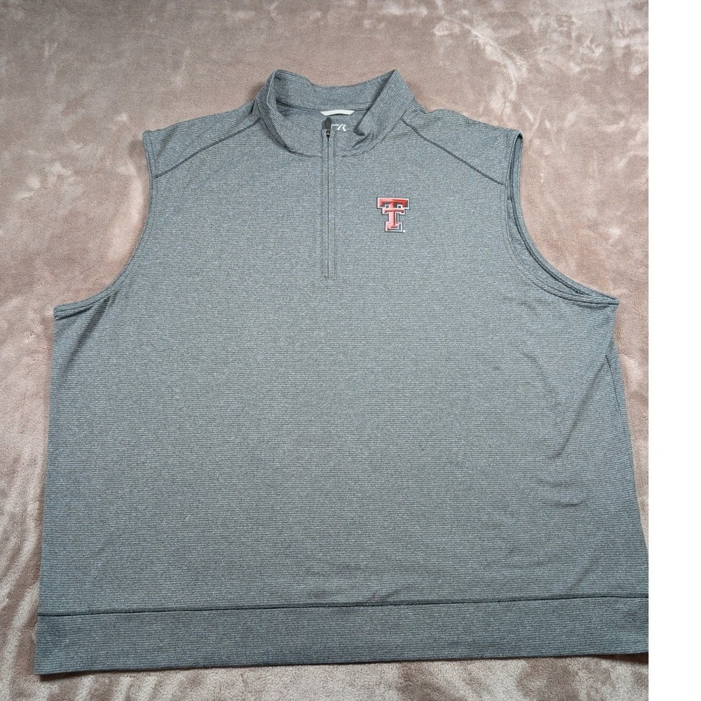 Cutter & Buck Vest Mens 3XL Gray Texas Tech Red Raiders CB DryTec Quarter Zip